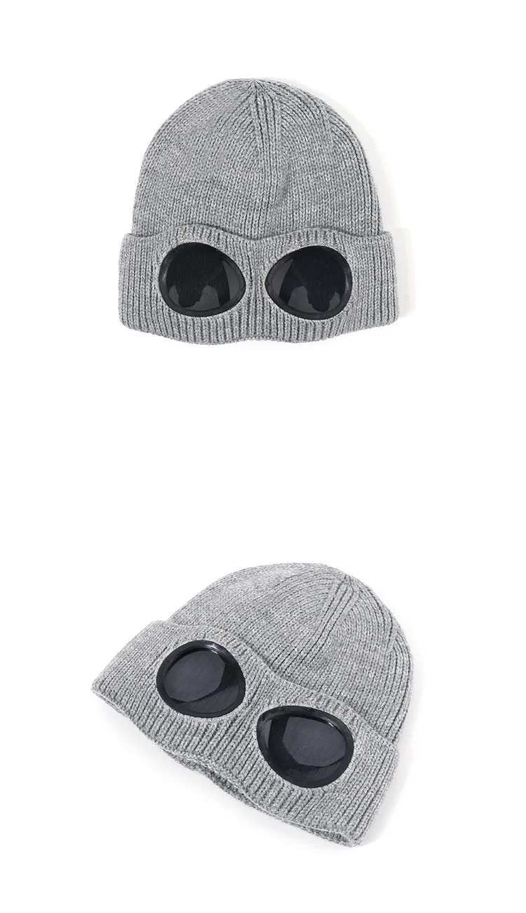 Panama Caps Strickmütze aus Wolle für Herren und Damen, Studenten-Kältemütze, Pilotenbrille, Plüschmütze, modische Outdoor-Wärmemütze H148 – Detail 13