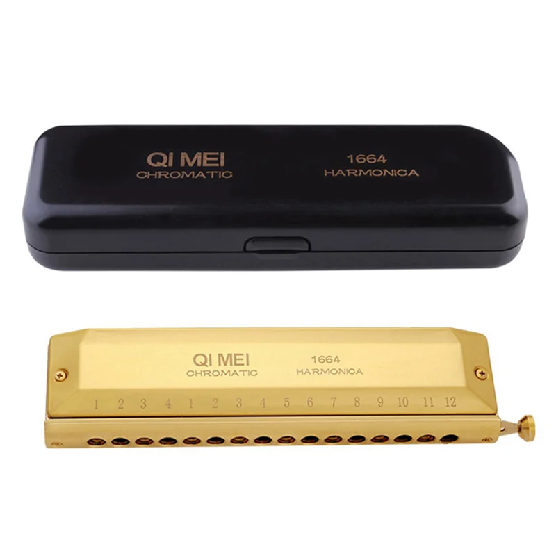

2X QI MEI Chromatic Harmonica 16 Hole 64 Tone Mouth Organ Instrumentos Key Of C Professional Musical Instruments