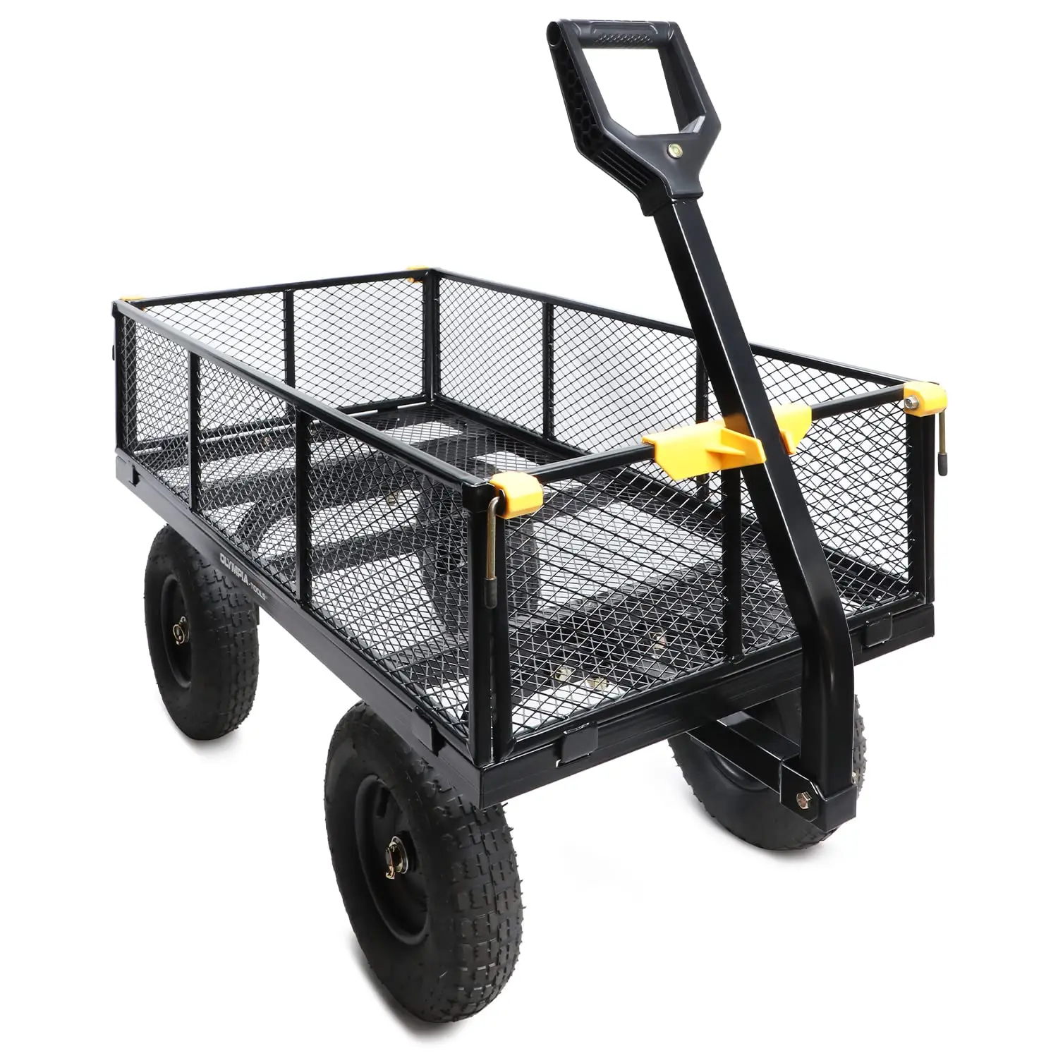 Steel Garden Cart 1000lbs 6-cu ft Utility Wagon, Removable Mesh Sides Convert Flatbed, Lawn Yard Work, Heavy Duty, Customized
