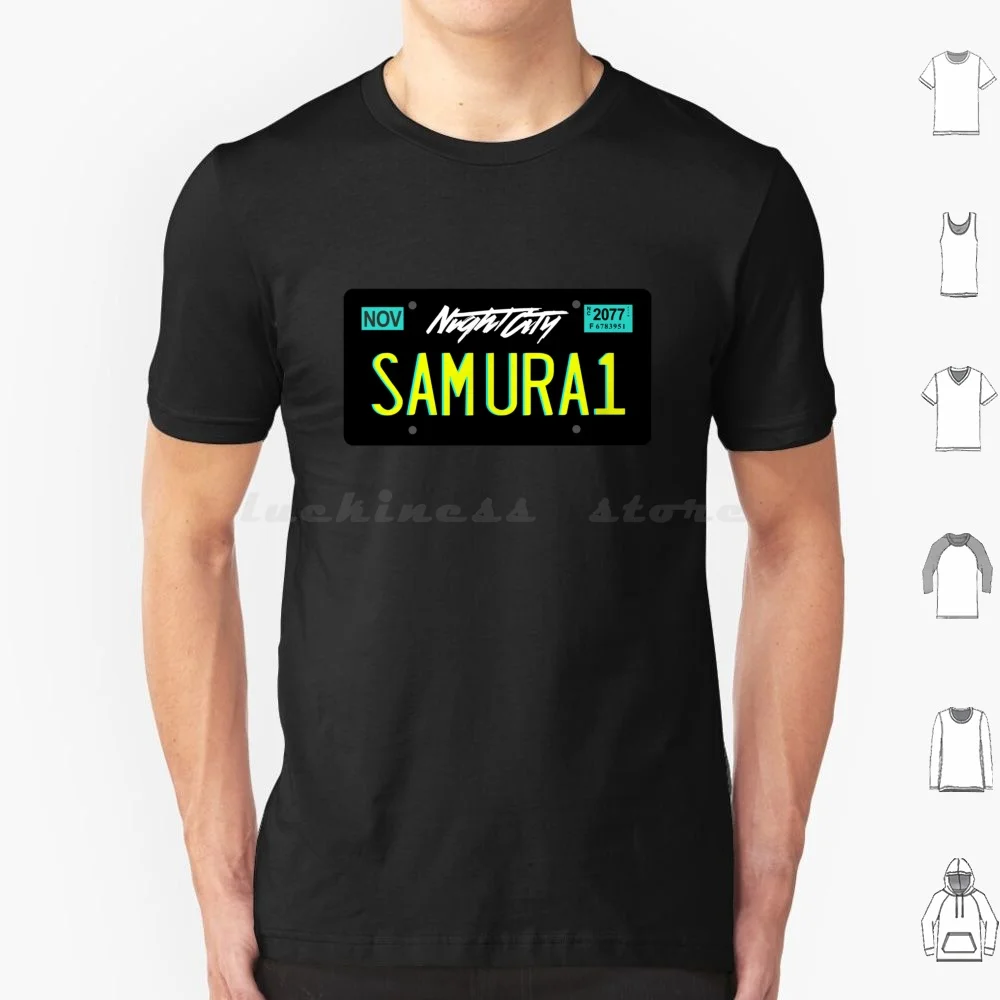 Placa de matrícula Night City camiseta tamaño grande 100% algodón juego Arasaka Arasaka Corporation Arasaka Logo Logo Videojuego videojuegos