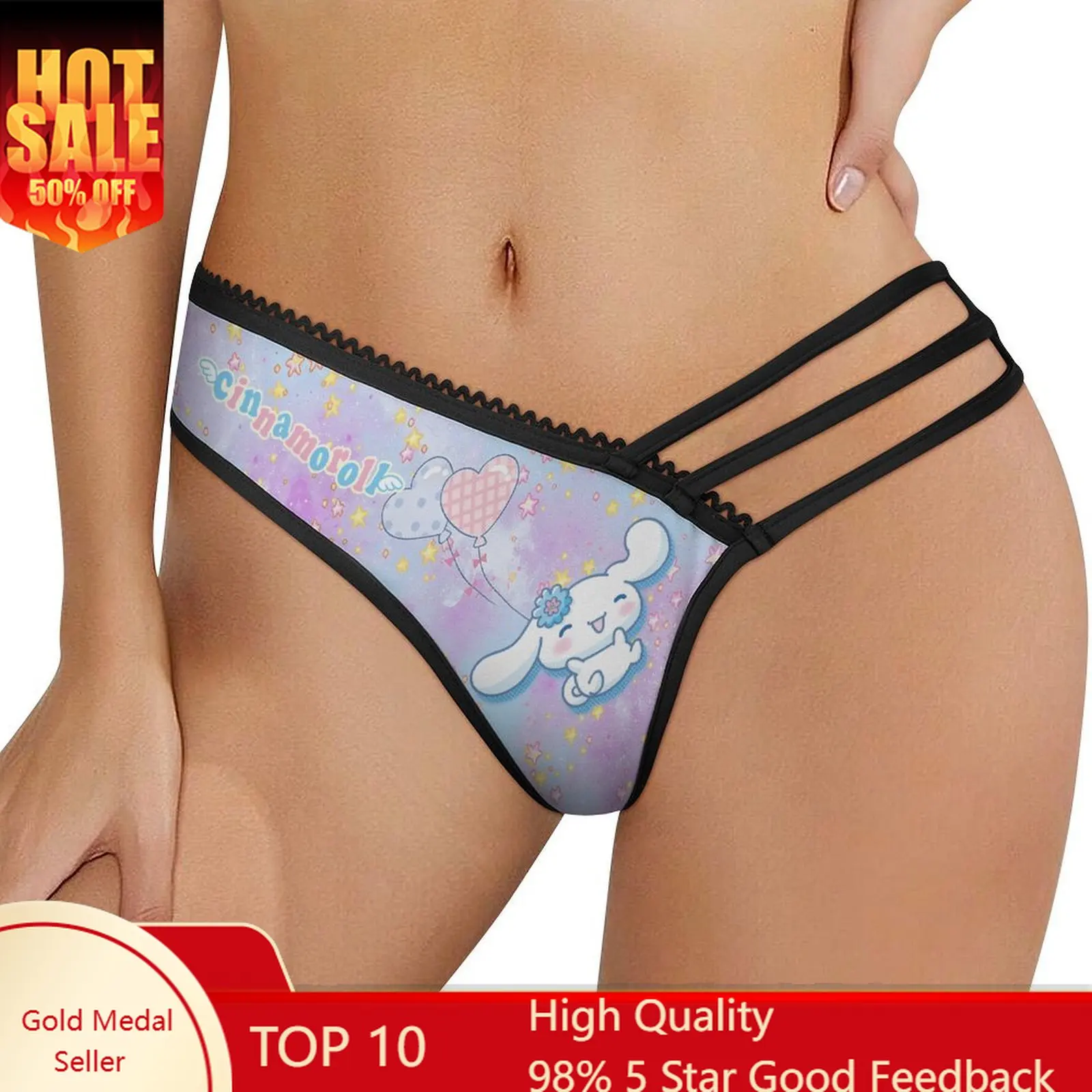

Cinnamoroll Sexy Panties Woman Sanrio Lingerie Panty Sheer V-string Cute Underpants Soft Undies