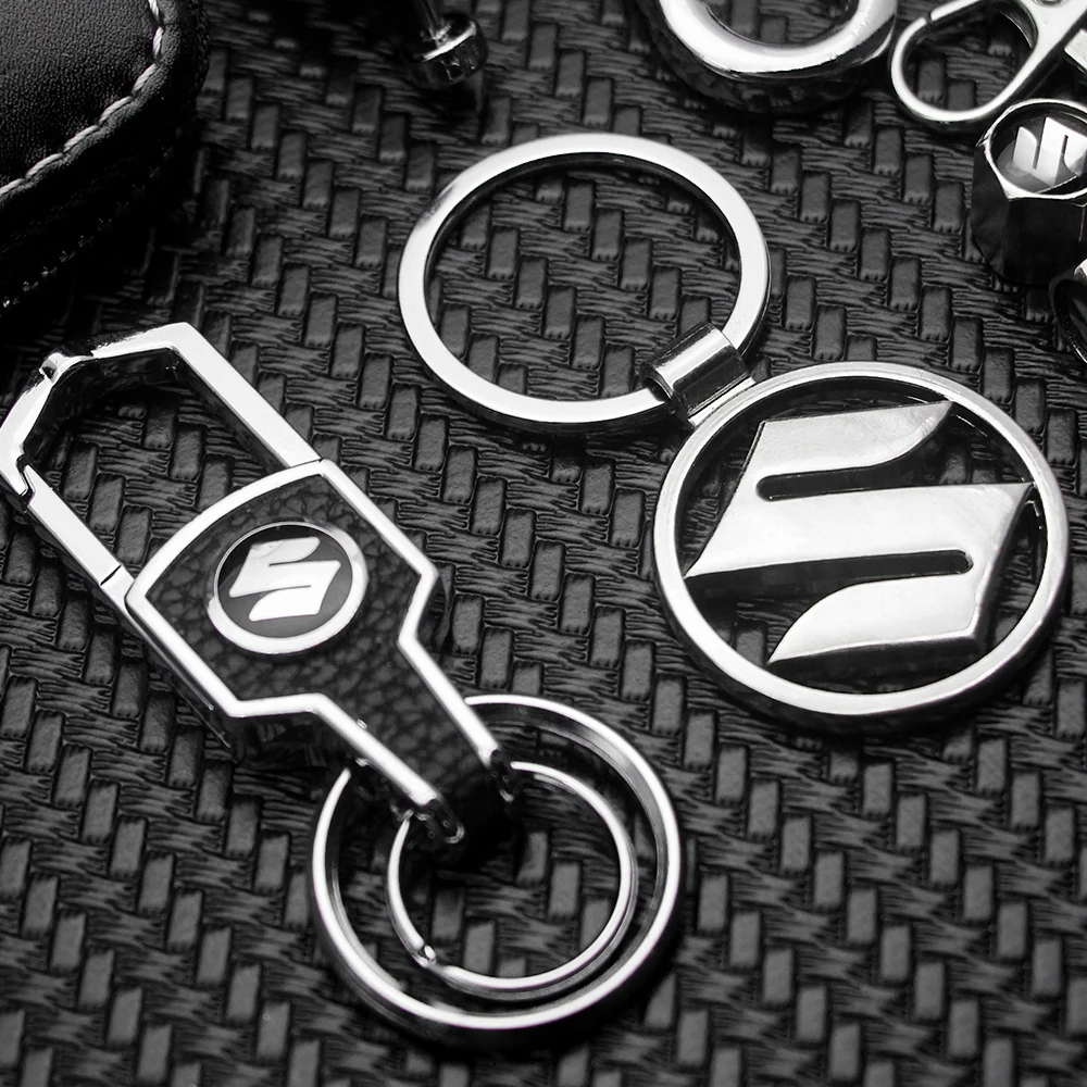 Metal Leather Car Styling Keychain Moto Key Chain Braided Rope Key Rings For Suzuki Swift SX4 Alto Grand Vitara Jimny Baleno Etc