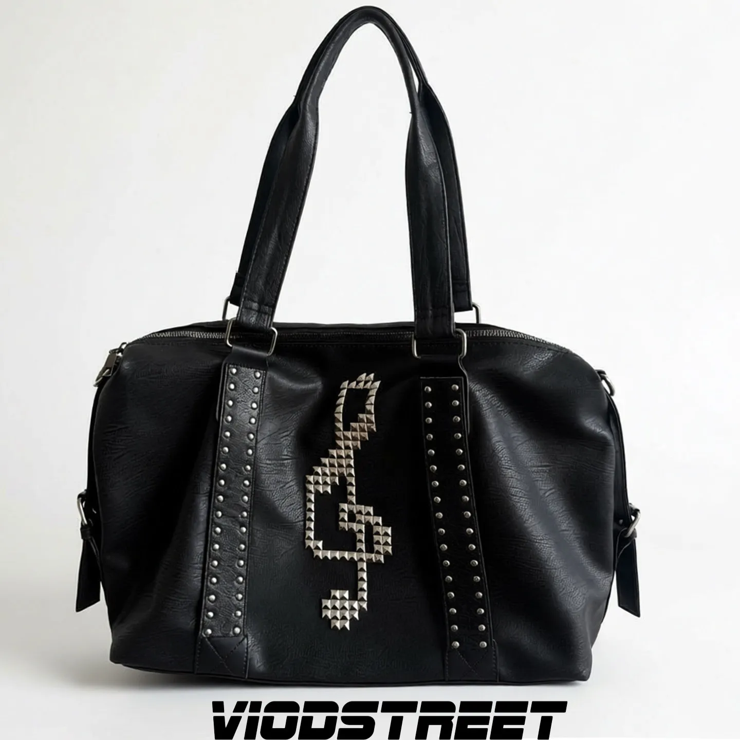 Tote Bag Rivet Music Note Y2k Hot Girl Bag Black Large Capacity Commuter Messenger Bag