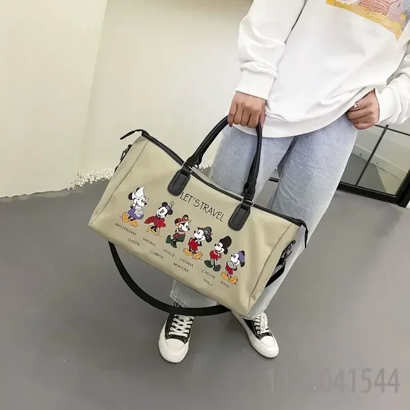Disney Canvas Large Capacity Travel Bag for Women Kawaii Mickey Mouse Carry on Luggage Portable Luxury Designer Duffle Bag
