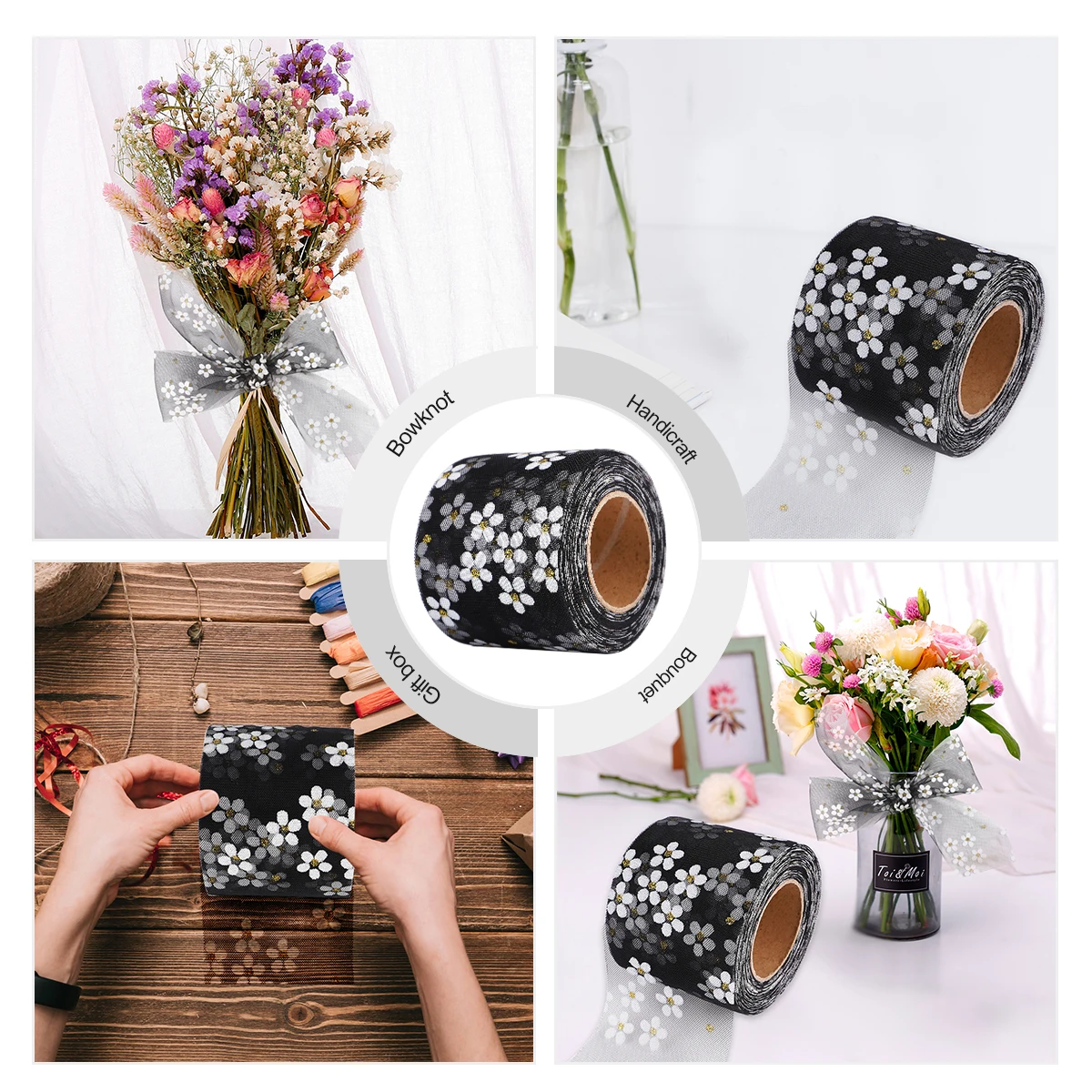 

Chiffon Ribbon Butterfly Bow Gauze Straps Lightweight Premium Decorative Hair Accessories DIY Crafts Small Plum Blossom