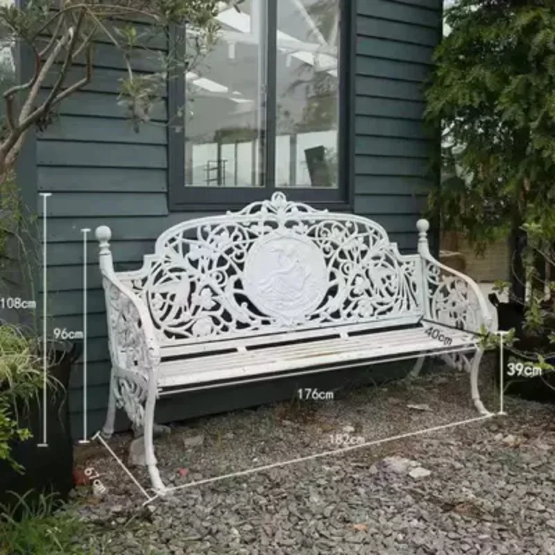 The product can be customized. Gardening courtyard outdoor cast iron old three-person chair, two-person chair