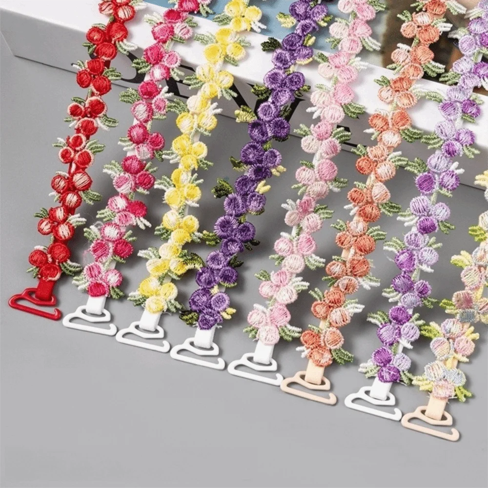 Soft Removable Floral Bra Straps Anti-slip Elastic Lingerie Strap Belt Flower Adjustable Shoulder Straps Wedding Party Dress
