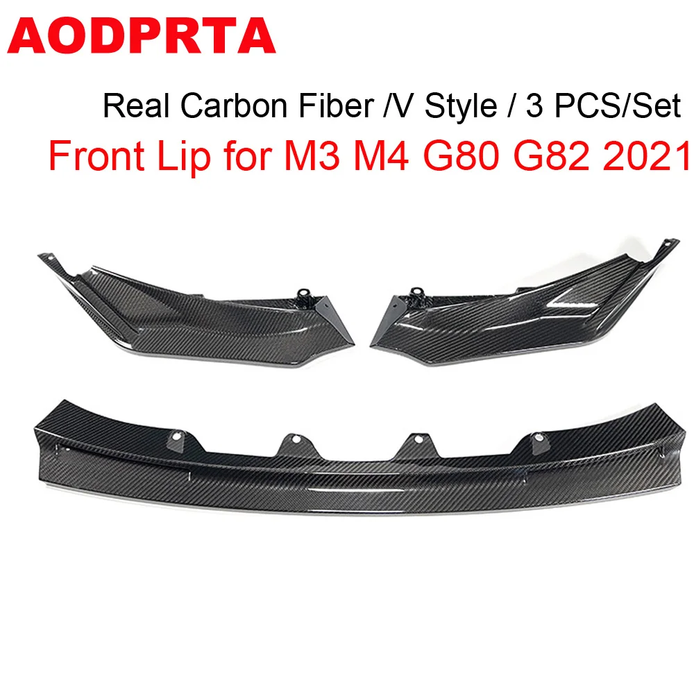 Real Carbon Fiber Front Bumper Lip Spoiler Splitter Diffuser For BMW M3 G80 M4 G82 2021 2022 2023