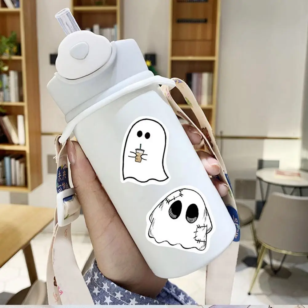 Juego de pegatinas impermeables de fantasma de Halloween, calcomanías de vinilo impermeables para botellas de agua, portátil, teléfono, más lindo para Halloween