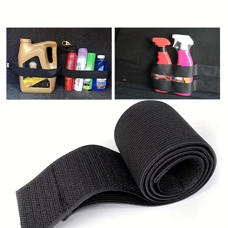 No Drill Car Storage Straps Heavy Duty Hook and Loop Tie Downs for Trunk Fastener Belt Universal Organizer
