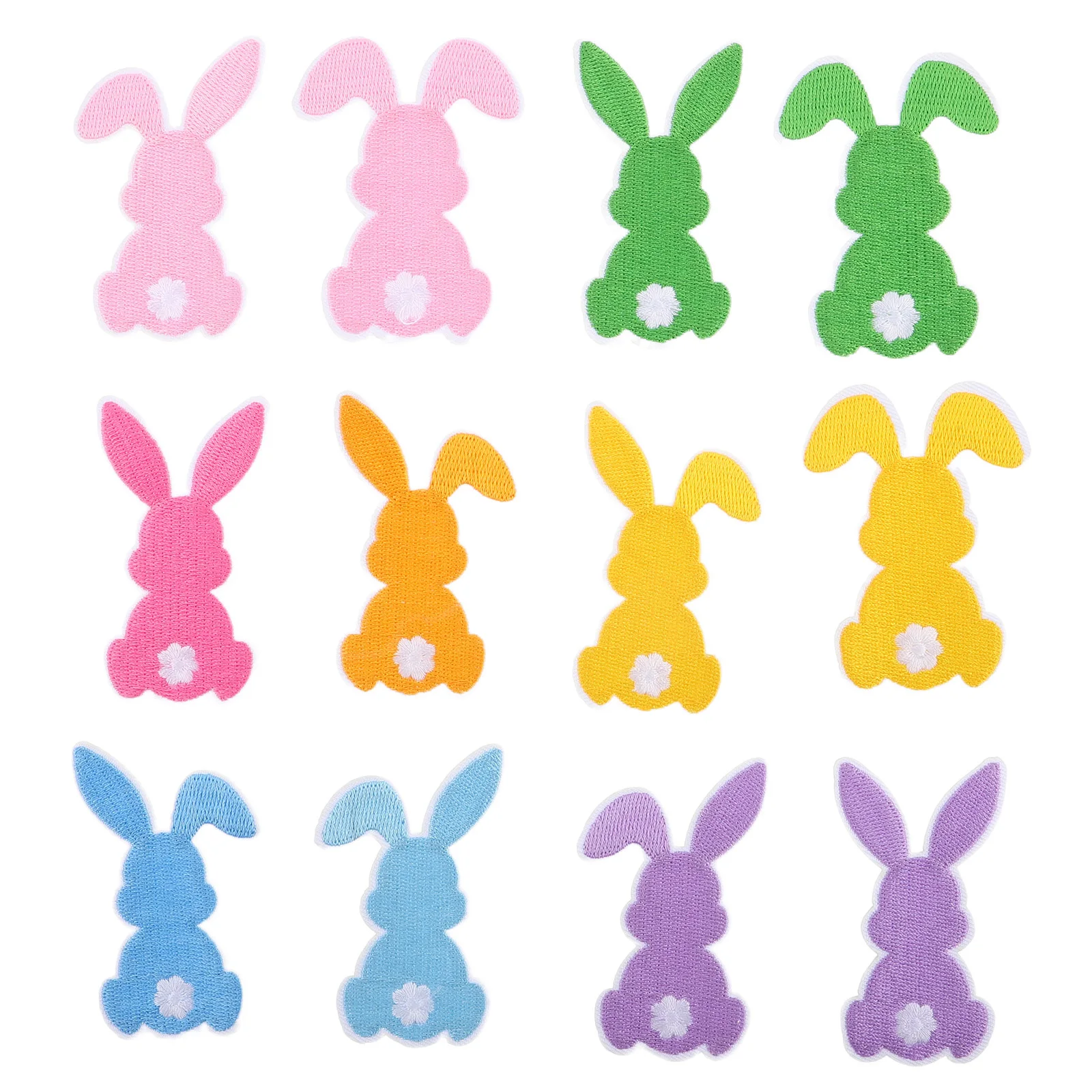 

12Pcs Easter Bunny Patch Iron on Cute Embroidery Rabbit for Bags Clothes Travel Party DIY Decoration Craft Easter Patch Iron on