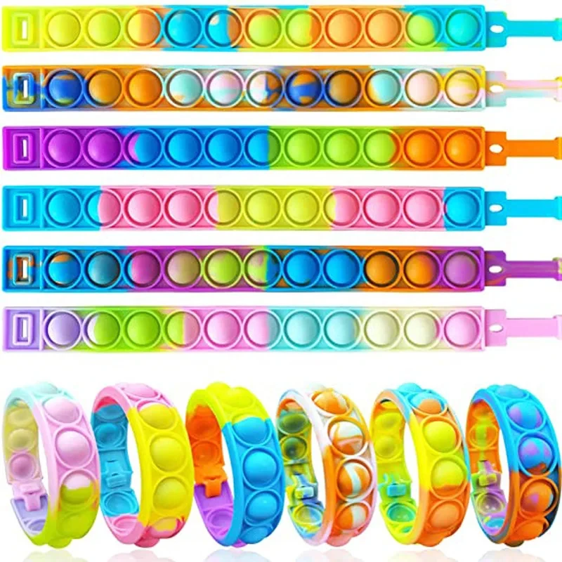 12Pcs FunnyRat Control Pioneer Bubble Pressure Relief Trumpet Toy Kids Silicone Bracelet Birthday Party Festival Surprised Gifts