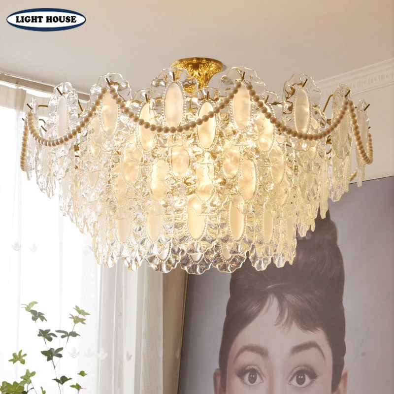 Modern LED  warm crystal chandelier bedroom  chandelier living room lamp kitchen ceiling chandelier villa home decoration lamp