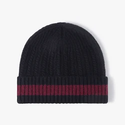 New Block Color Women's Hat Fashion Skullies & Beanies Autumn Winter Outdoor Warm Thick Rabbit Hair Knitted Caps For Men