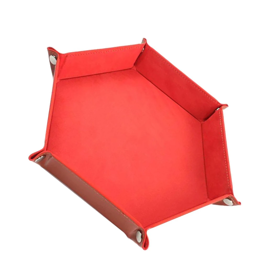 Foldable Dice Tray Holder PU Leather Velvet for Table Games Candies Earbuds