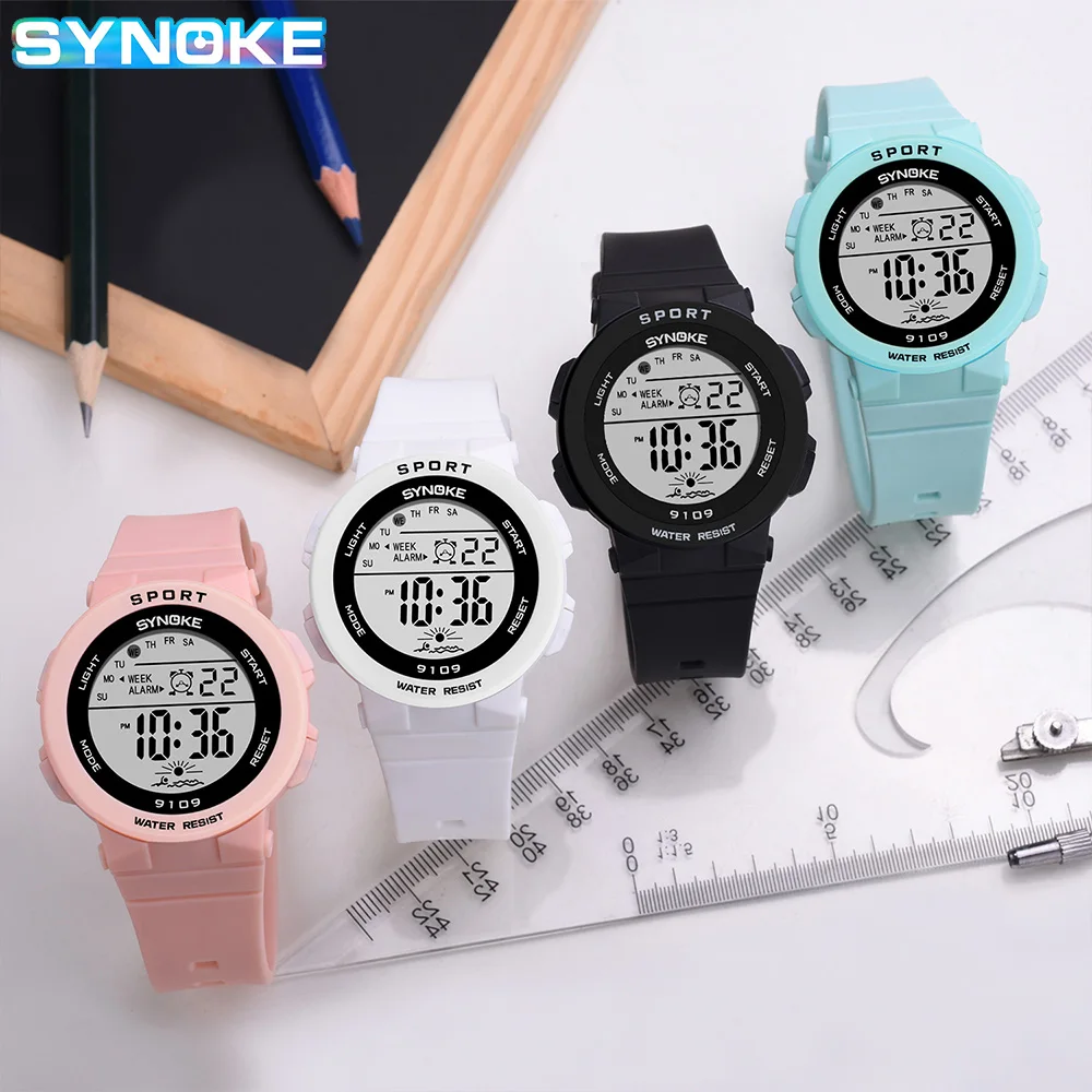 Watch For Women Girls 50M Waterproof SYNOKE Brand Silicone Female Watch Student Digital Watches Clock