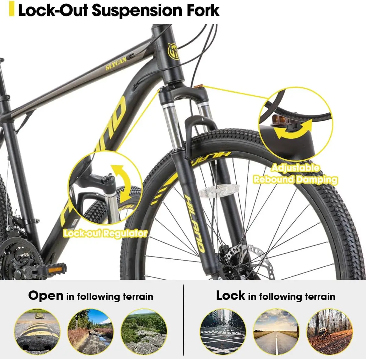 27.5 inch Mountain Bike 21 Speeds, Lock-Out Suspension Fork, Aluminum Frame Hydraulic Disc-Brake for Men Women Mens