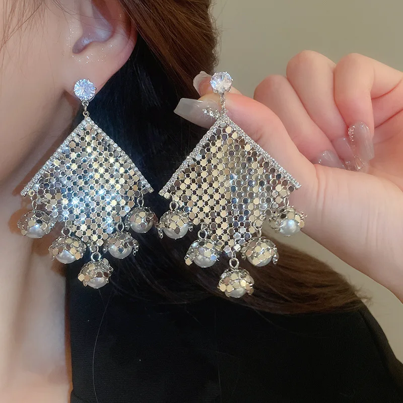 NISHIZAWA เพชรเพทาย Rhombus พู่ต่างหูมุกสําหรับผู้หญิง Niche ต่างหูต่างหูหรูหรา