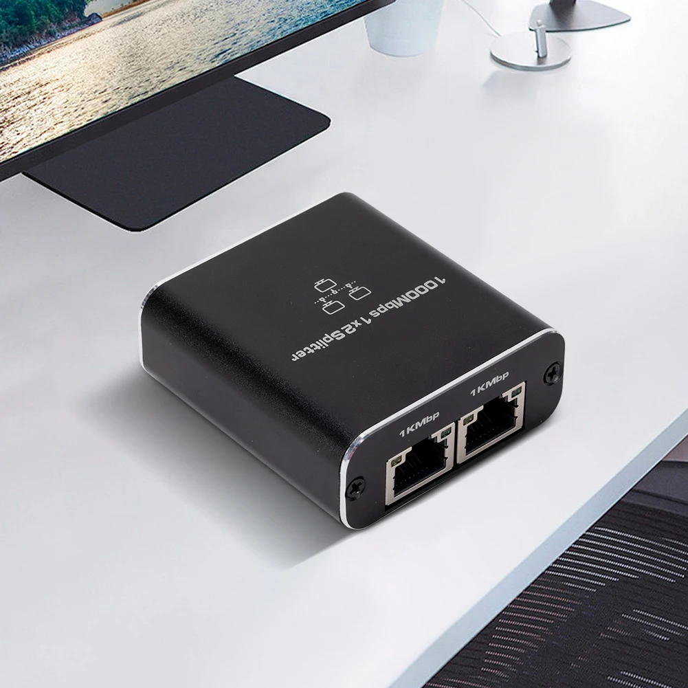 1000Mbps Internet Splitter 1 in 2 Out with USB Power Cable RJ45 Splitter High Speed Network Splitter for PC TV Box Router Sharer