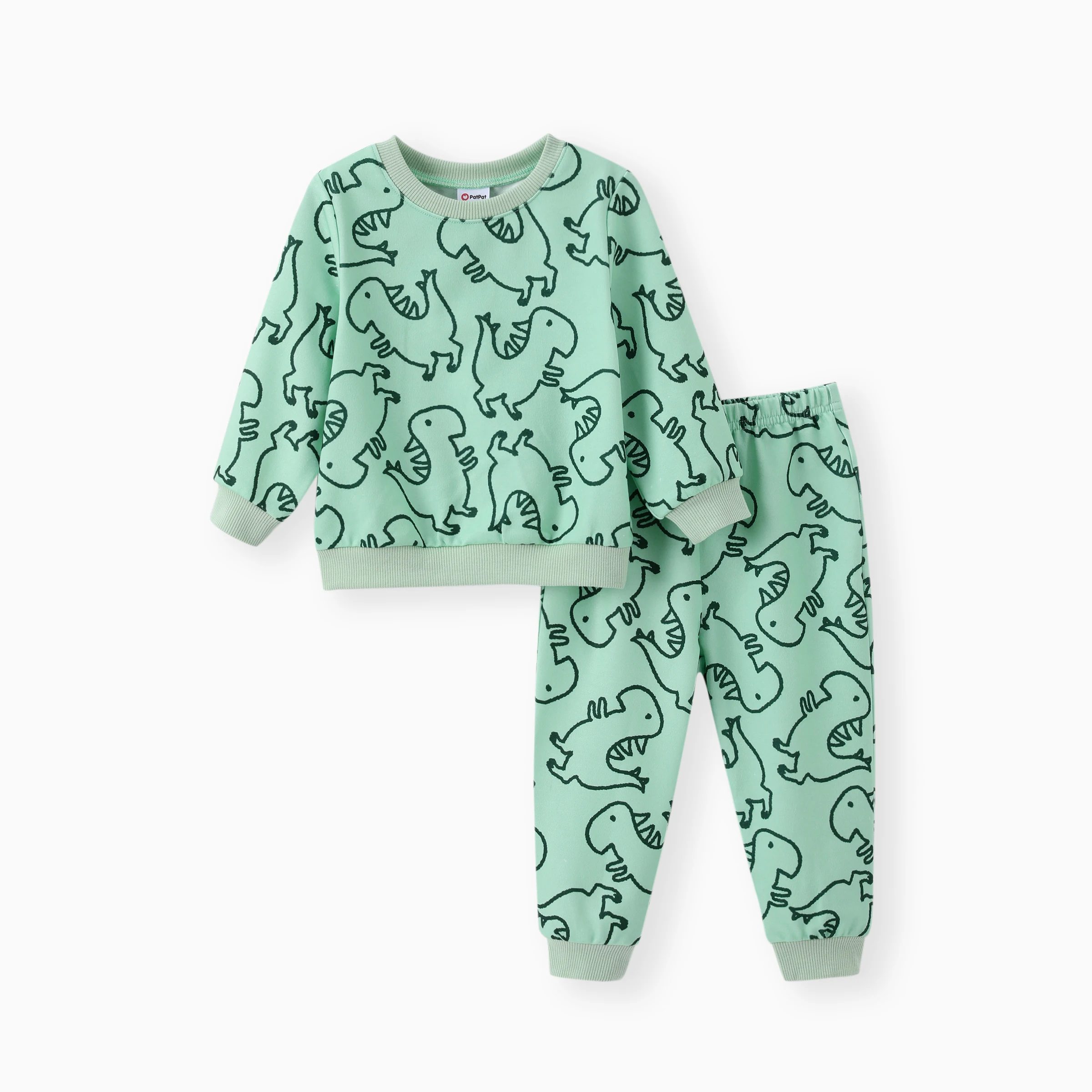 

PatPat Baby Boy 2pcs Dinosuar Sweatshirt and Pants Set