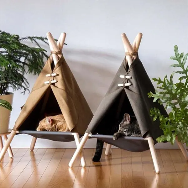 

2024 New Detachable Foldable Custom Pinewood Suede Outdoor Cat Dog Bed Cat Tent-Beige - Yellow - 5 Colors