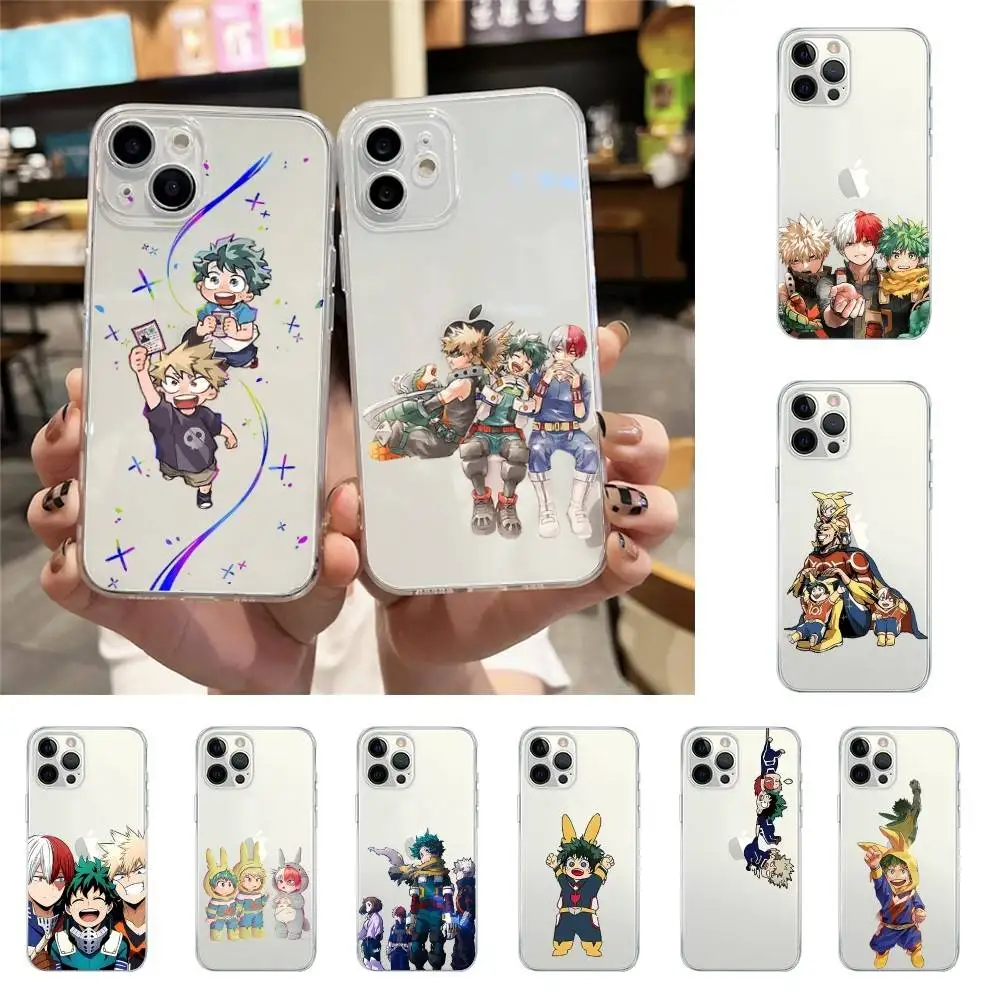 

Аниме-чехол Kawaii My Hero Academia для iPhone 17, 16, 15, 11, 13, 14 Pro Max, 7, 8 Plus, X, Xr, Xs Max, SE2020 mini, прозрачный