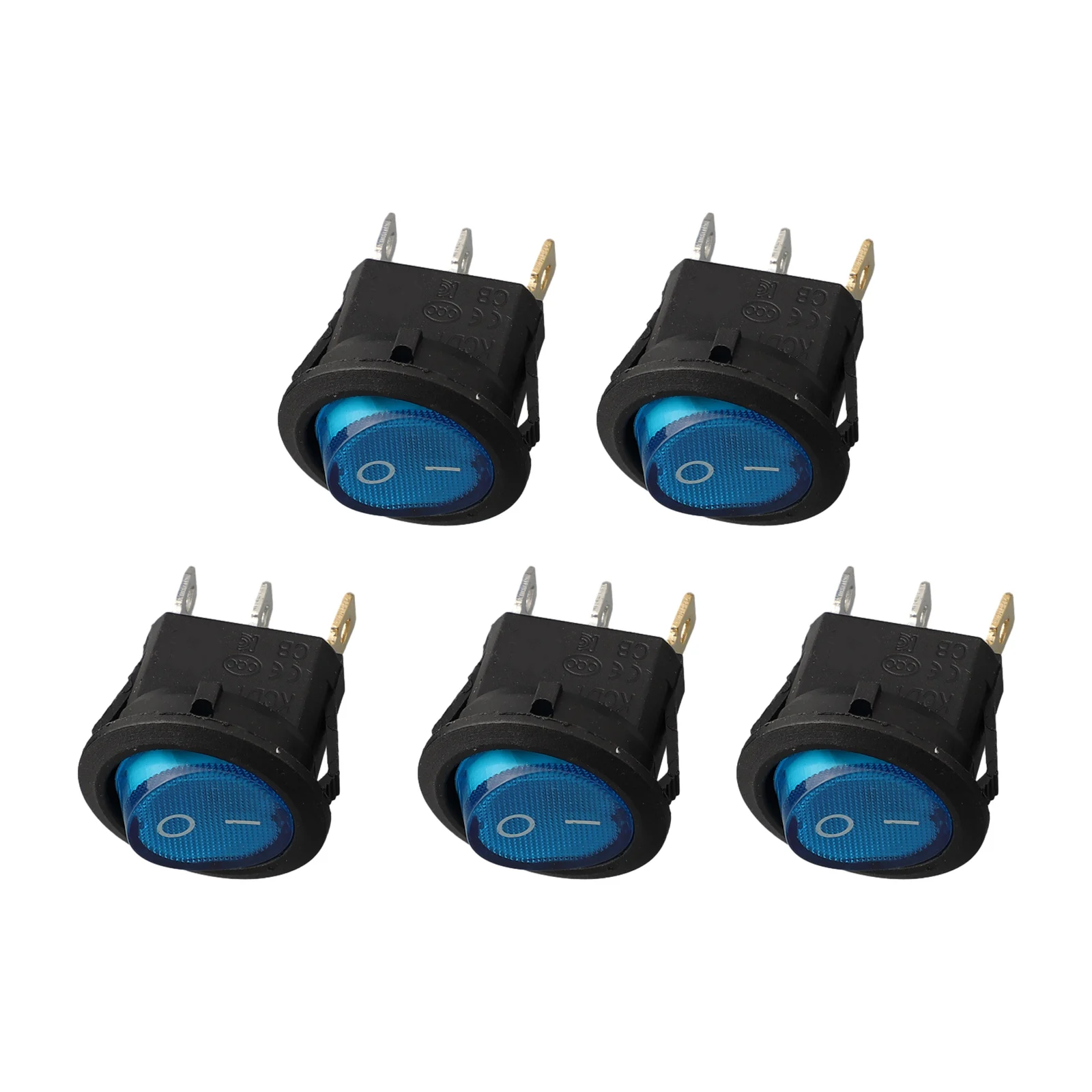12 Volt DC Blue LED Round Switch 2-pin 20A 3-pin 5Pcs SPST Switch Waterproof With LED Marine Auto Rocker Round New