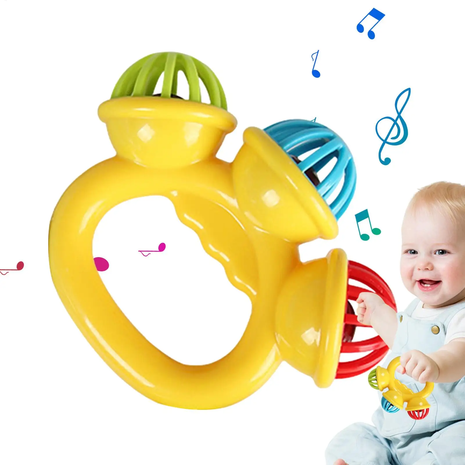 Rattle Toys for Kids Rattles and Teethers Handbell Toys Toddler Sensory Toys Convenient Early Development Activity Toys