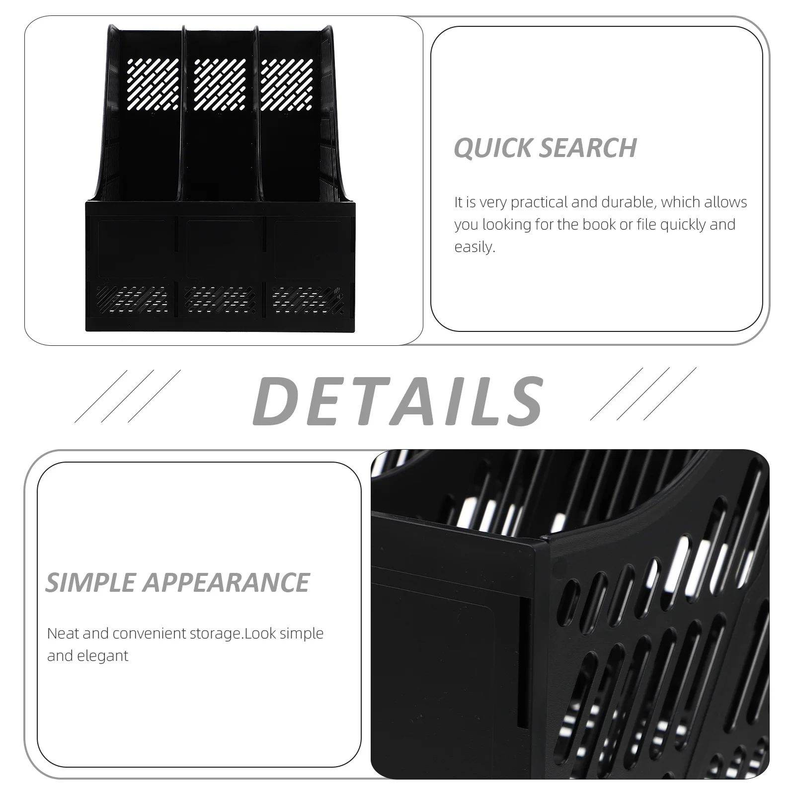 

Desktop Document Rack Plastic File Storage Organizer Multi Compartment Office Sorting Shelf Practical and for Office