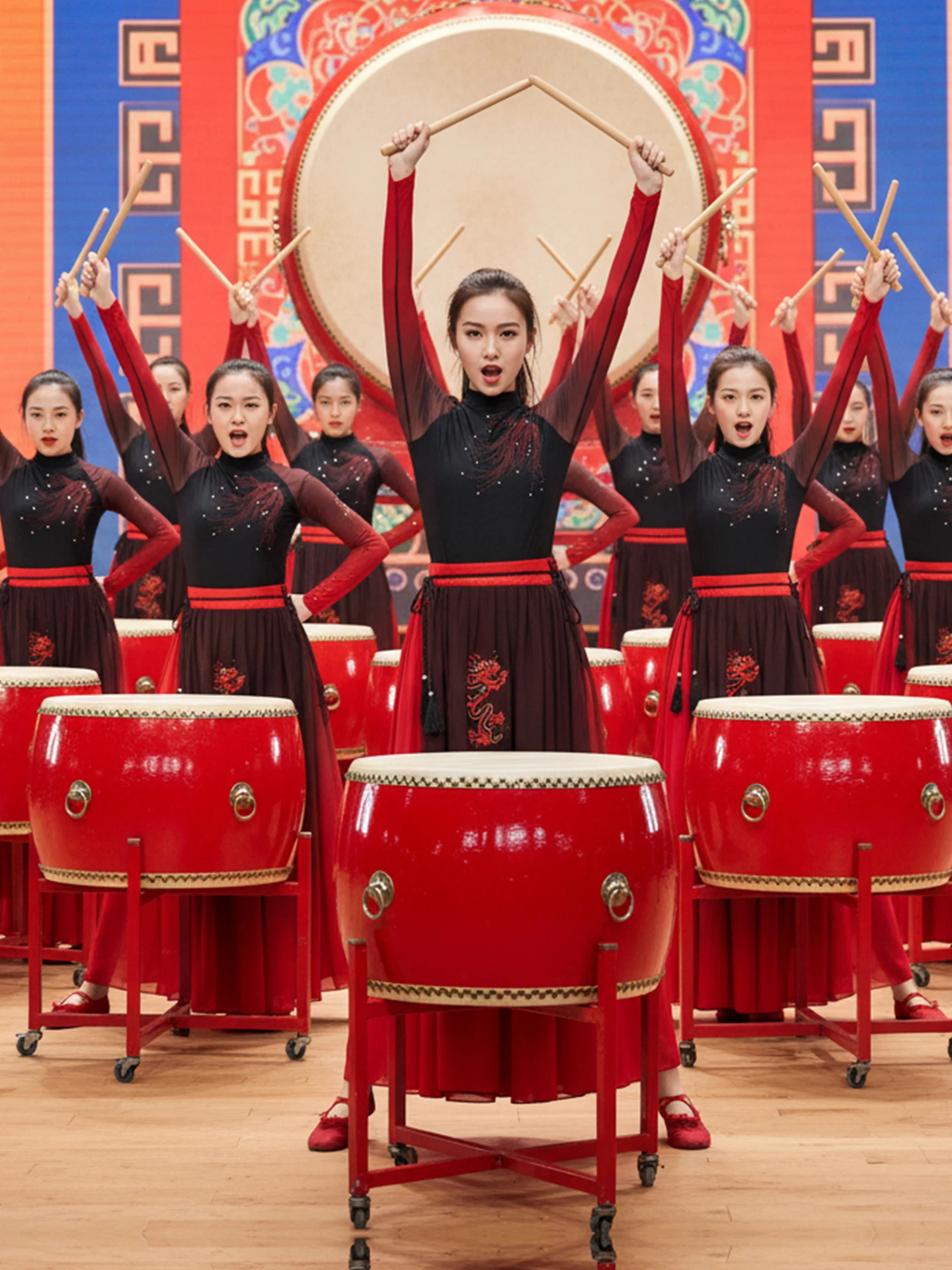 

Новый женский зимний сценический костюм 2025 года для взрослых: для барабанного и танцевального выступления, с элементами «Рев дракона», «Барабан» и «Снежный ветер»