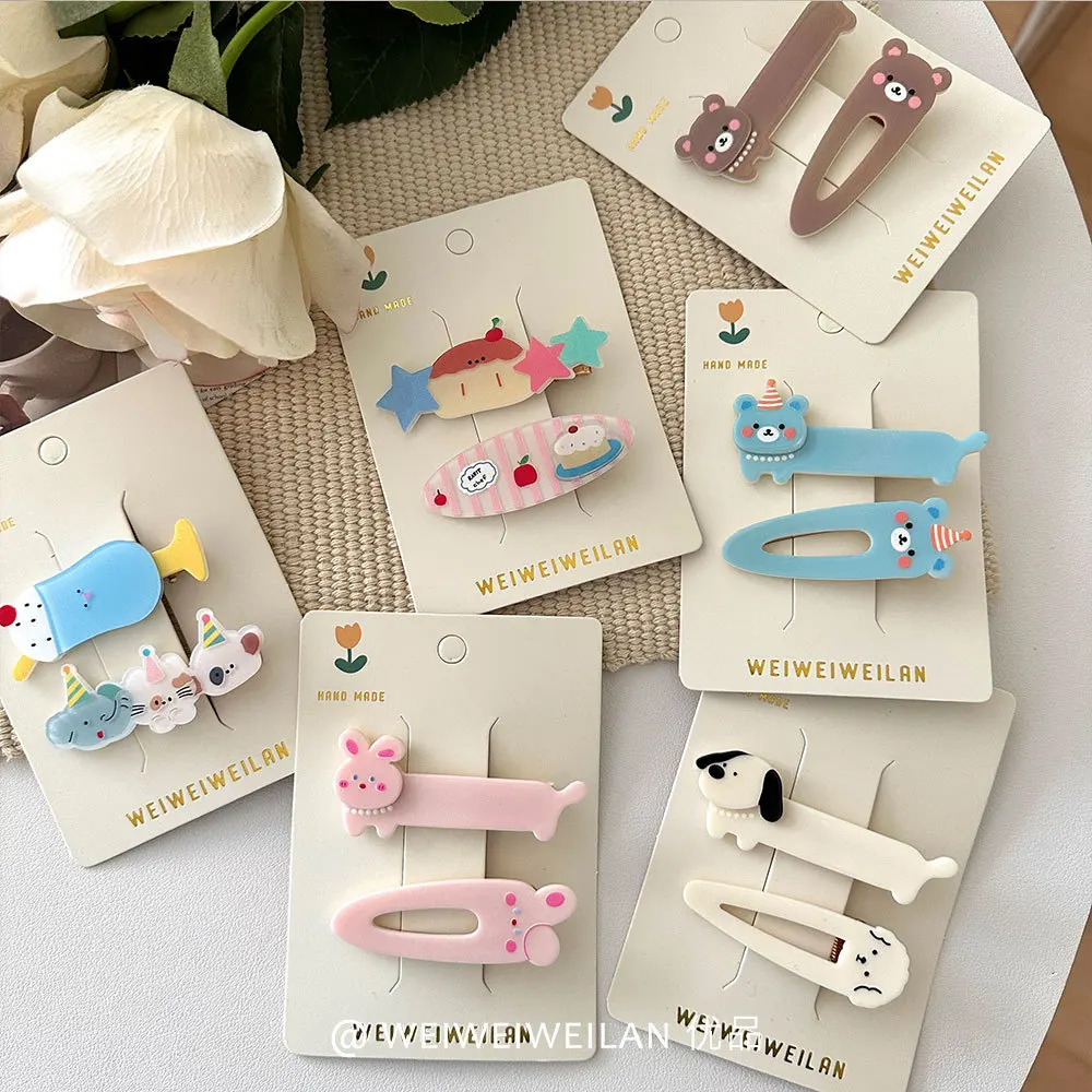 

Детские заколки для волос, 2 шт., очаровательные заколки в виде утконоса с дизайном кролика для боковой челки, отслаждаются