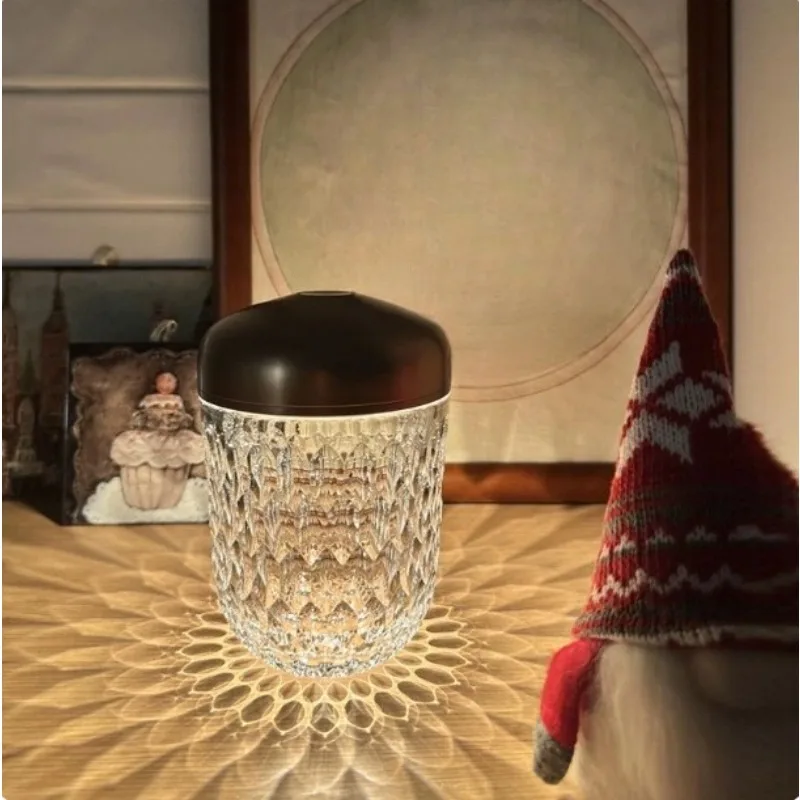 Mini Pinecone Crystal Table Lamp,Decor Night Light Ambient Lamp for Bedroom Bedside Home Ornament