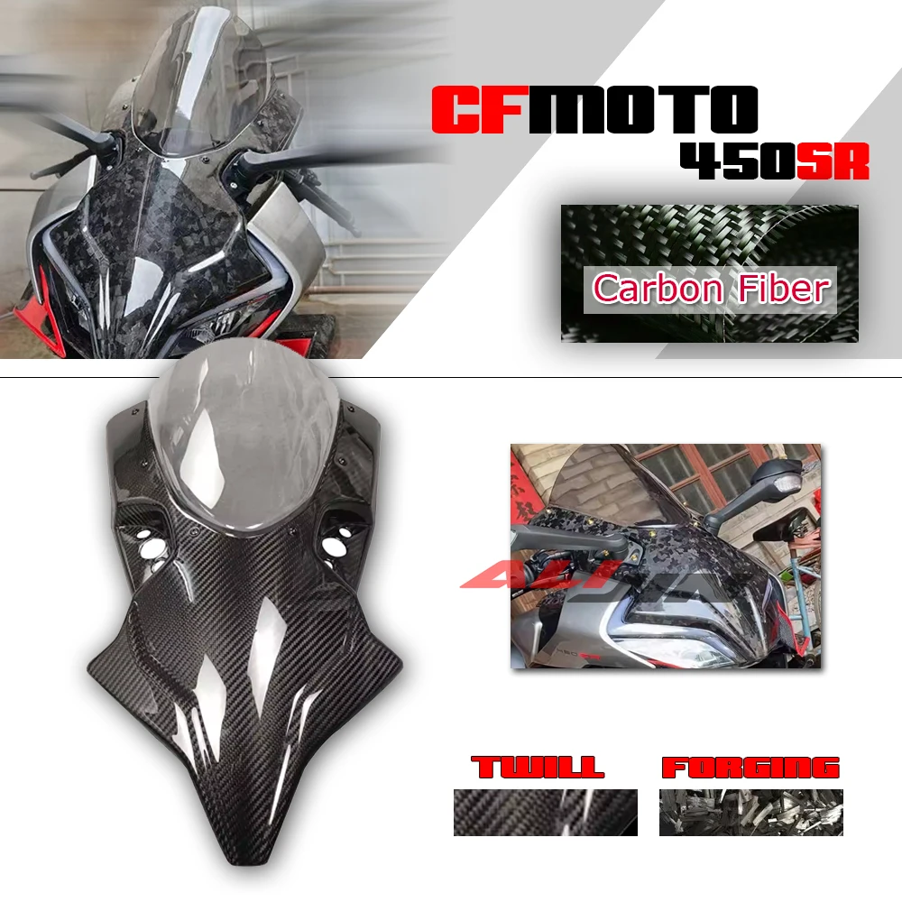 Carbon Fiber Front Fairing Windshield For CFMOTO 450SR CF450SR 2022 2023 Motorcycle Wind Screen Deflectors Windscreen Smoke Len