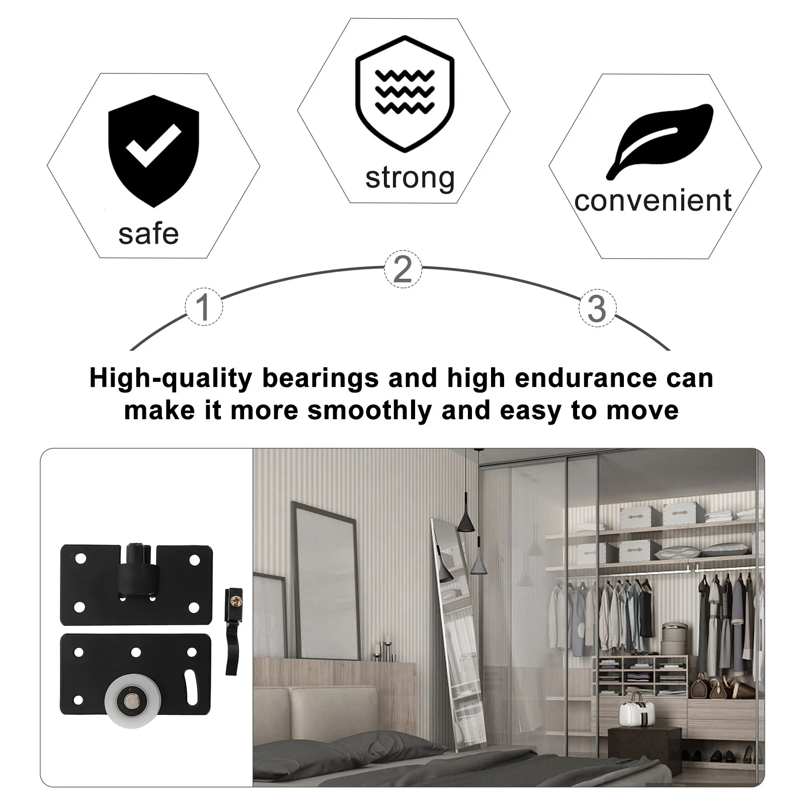 

2Sets Sliding Door Roller Wheel Kit High-Quality Wear-Resistant Replacement for Wardrobe Closet Door Smooth Moving Pulley System