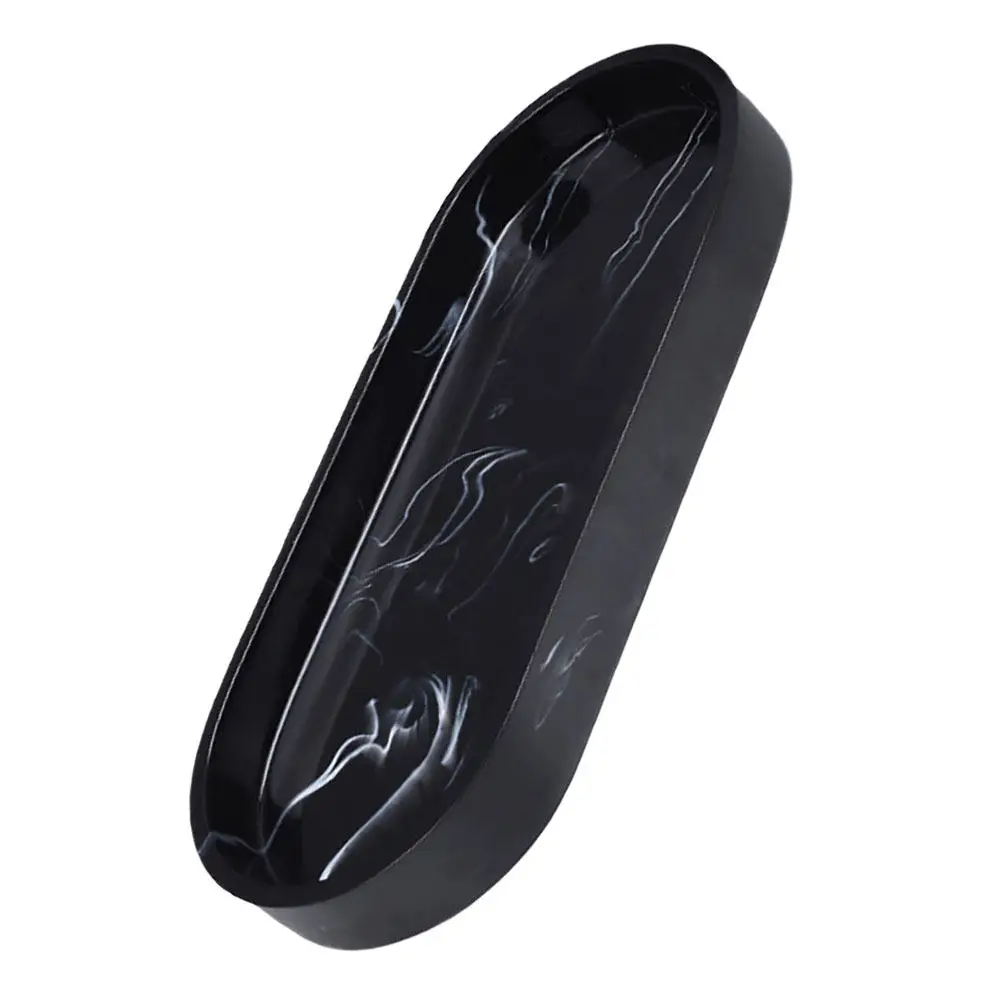

Marble Bathroom Vanity Tray Black 7.86 Inch Resin Makeup Organizer Dresser Guest Towel Holder Sink Sponge Holder Decorative