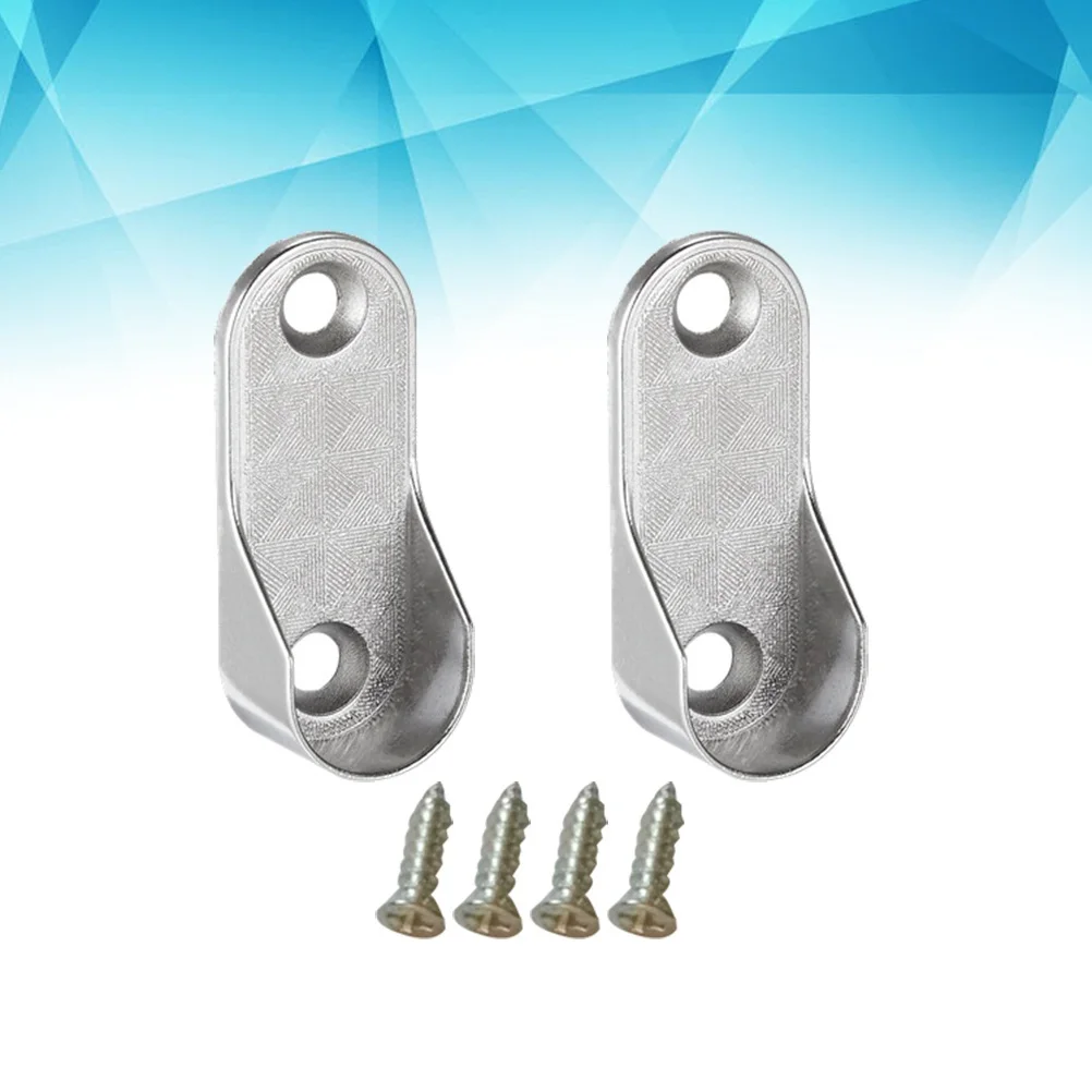 6 قطعة نهاية قضيب بيضاوي يدعم دعامات دعم أنبوب خزانة الملابس المعدنية المصبوبة حامل قضيب معلق مسامير متضمنة #1