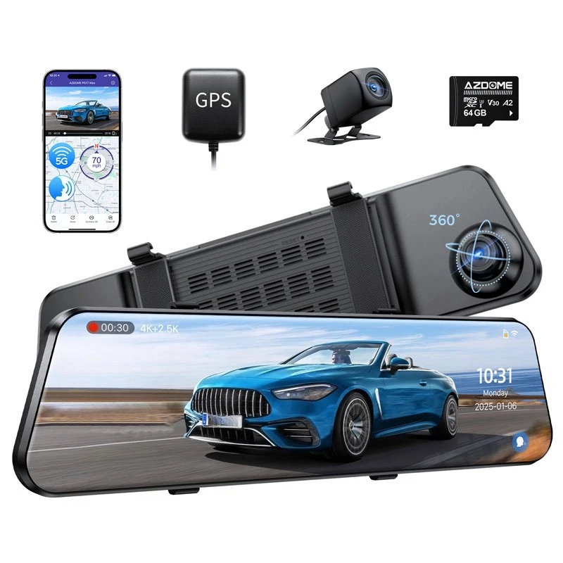 

Driving recorder 12 inch full screen 4K high definition front and rear dual recording auxiliary driving