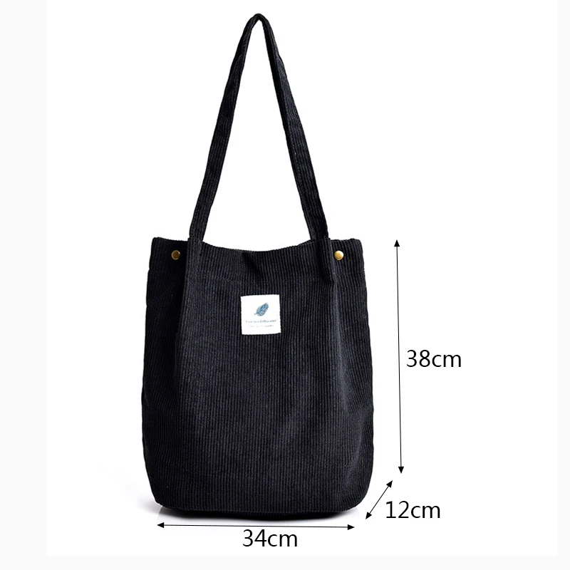 Casual Corduroy Shopping Bag, High Quality ,Eco Friendly Reusable Handbag, Lightweight Shoulder Bags