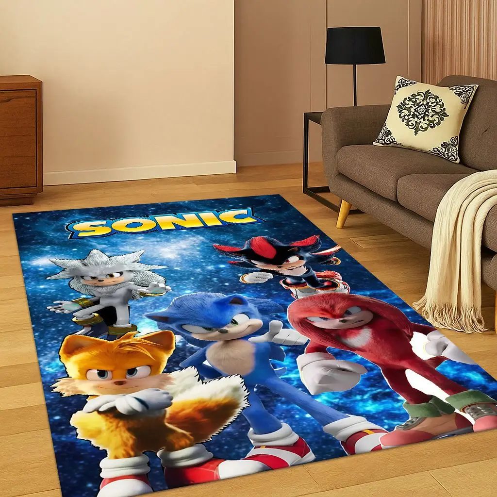 Tapis de jeu de dessin animé s-sonique 3D, pour chambre à coucher, salon, canapé, paillasson, décoration de maison, tapis de zone de jeu pour enfants, cadeau de noël antidérapant