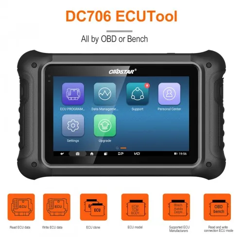 Newest DC706 ECU Tool with P003 adapter for Car and Motorcycle with ECM+TCM+BODY ECU Clone by  BENCH