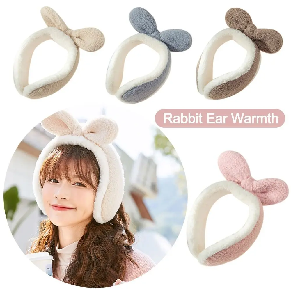 Cartoon Bowknot Ear Warmer Soft Cold Protection Children Earflap Windproof Rabbit Ears Plush Earmuffs