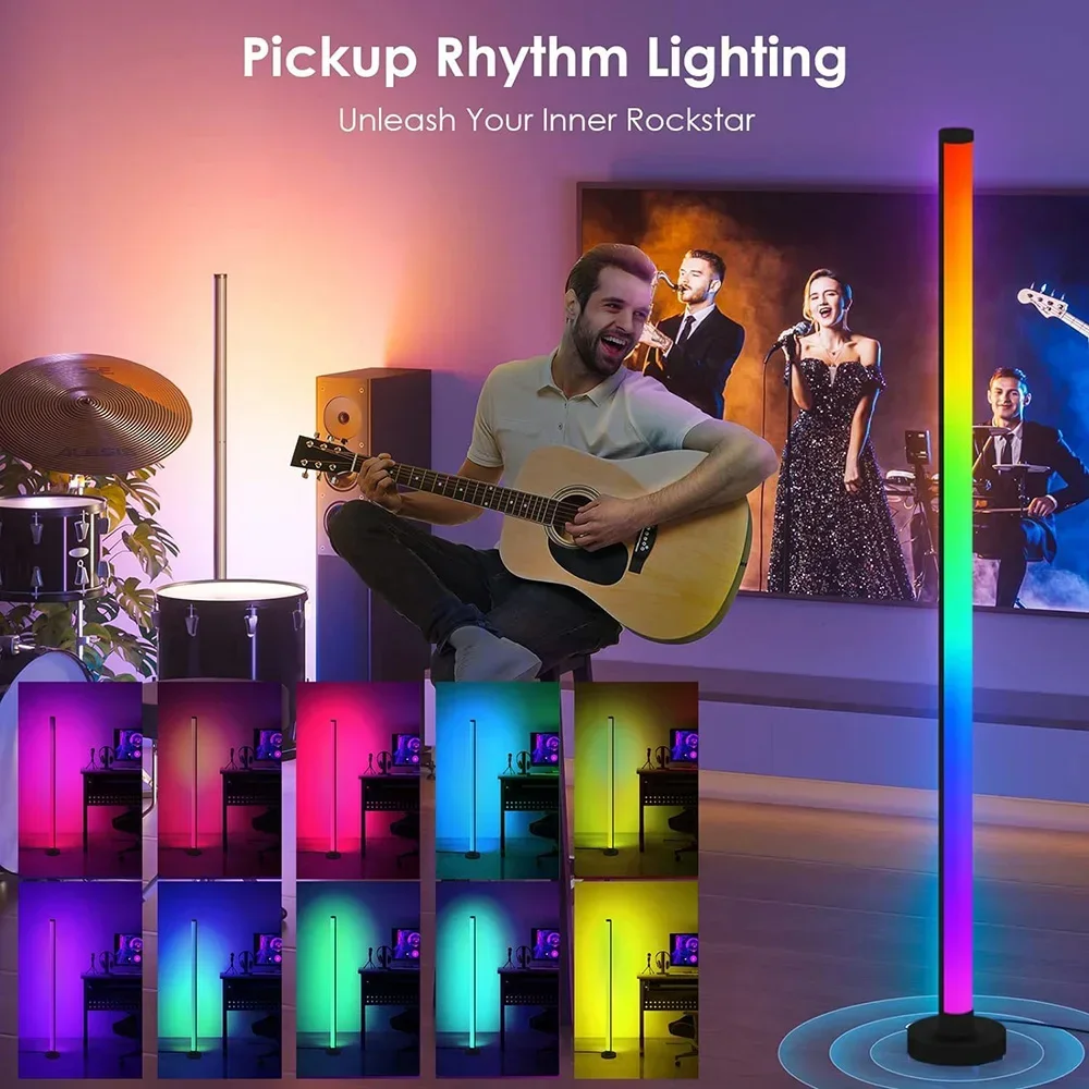 Smart LED Floor Lamps RGB Pickup Ambient Night Music Lighting Timer Modern Standing Room Gaming Decoration Led Light