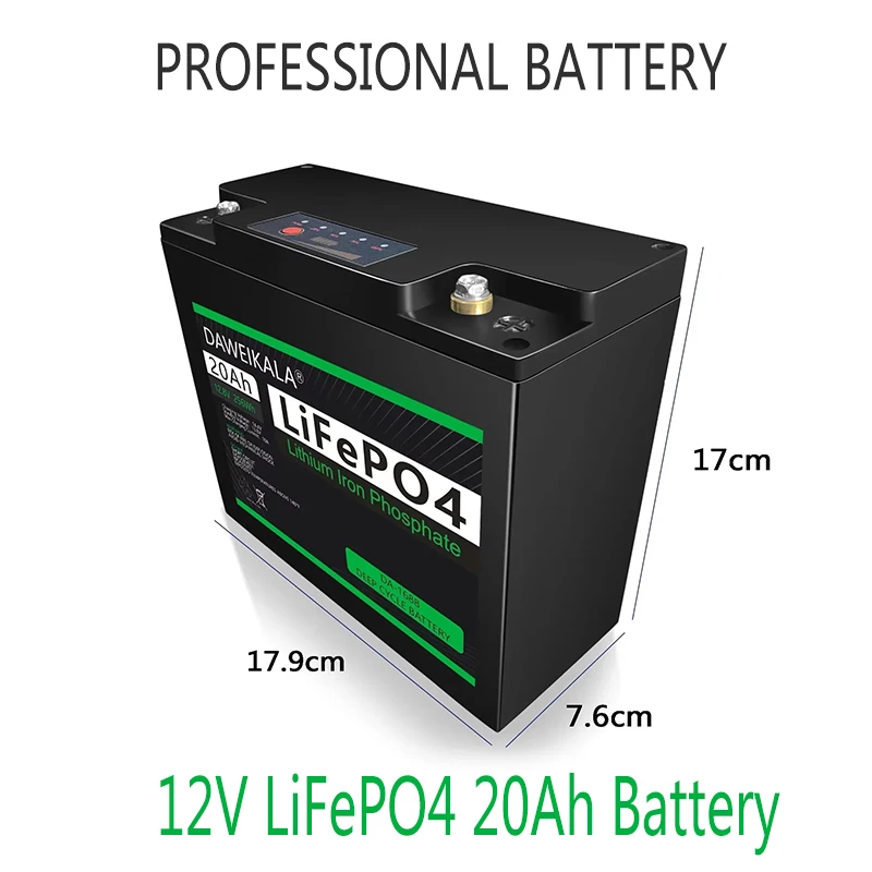 

12V 20Ah LiFePO4 Battery With 30A BMS Deep Cycle For Power Wheels Fish Finder Lighting Supply Lithium Battery Power display