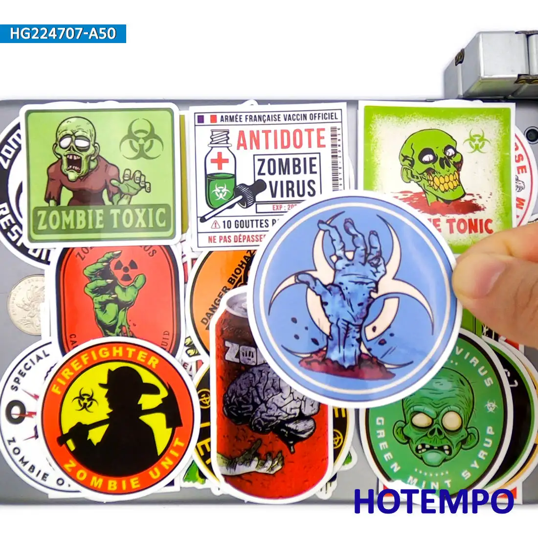 20/30/50PCS Caution Zombie Attack Defense Monster Warning Funny Waterproof Stickers for Laptop Phone Bike Motorcycle Car Sticker