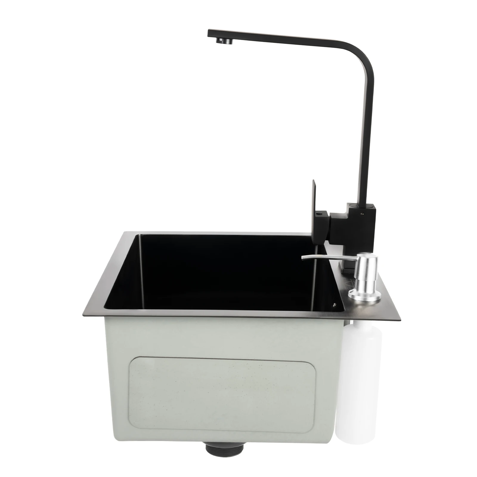 Edelstahls püle 40*45cm mit Wasserhahn, Seifensp ender und großem Drainage loch