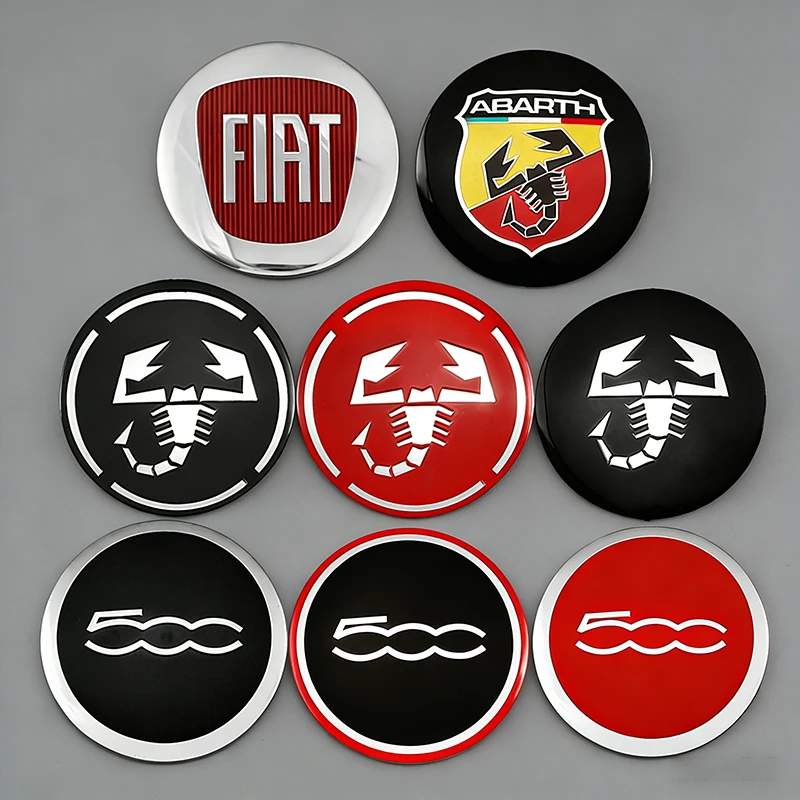 4 Stück 56mm Auto-Radnabenkappen-Aufkleber Zubehör für FIAT Abarth 500 Tipo FR Panda Argo Freemont Viaggio Bravo Punto Doblo