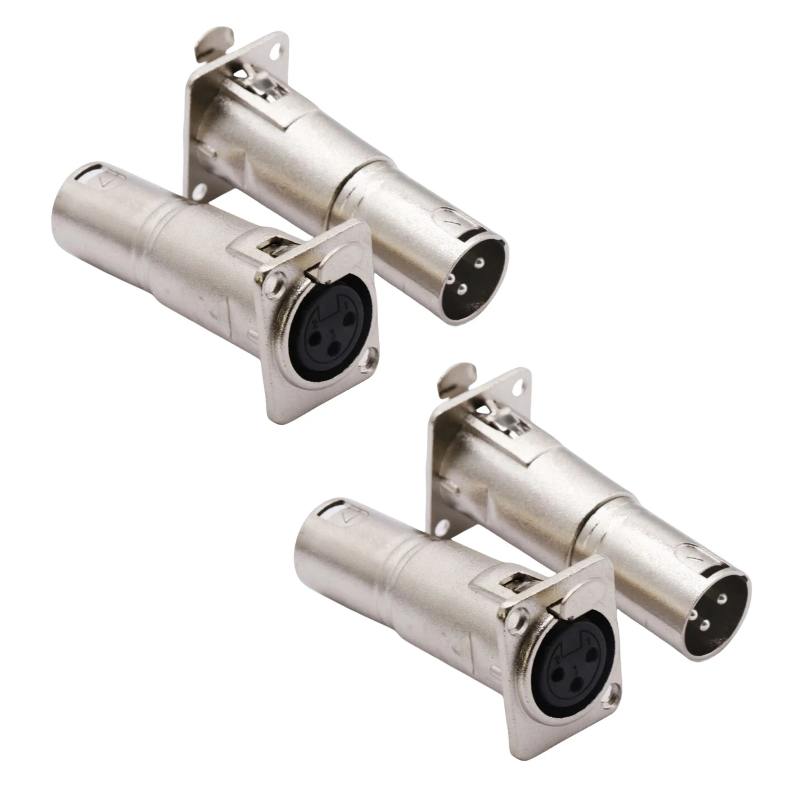 4Pcs/lot Zinc Alloy 3-Pins Adapter Plug XLR Female to XLR Male Audio Studio Amp Panel Mount Connector Adapter Plugs view 2
