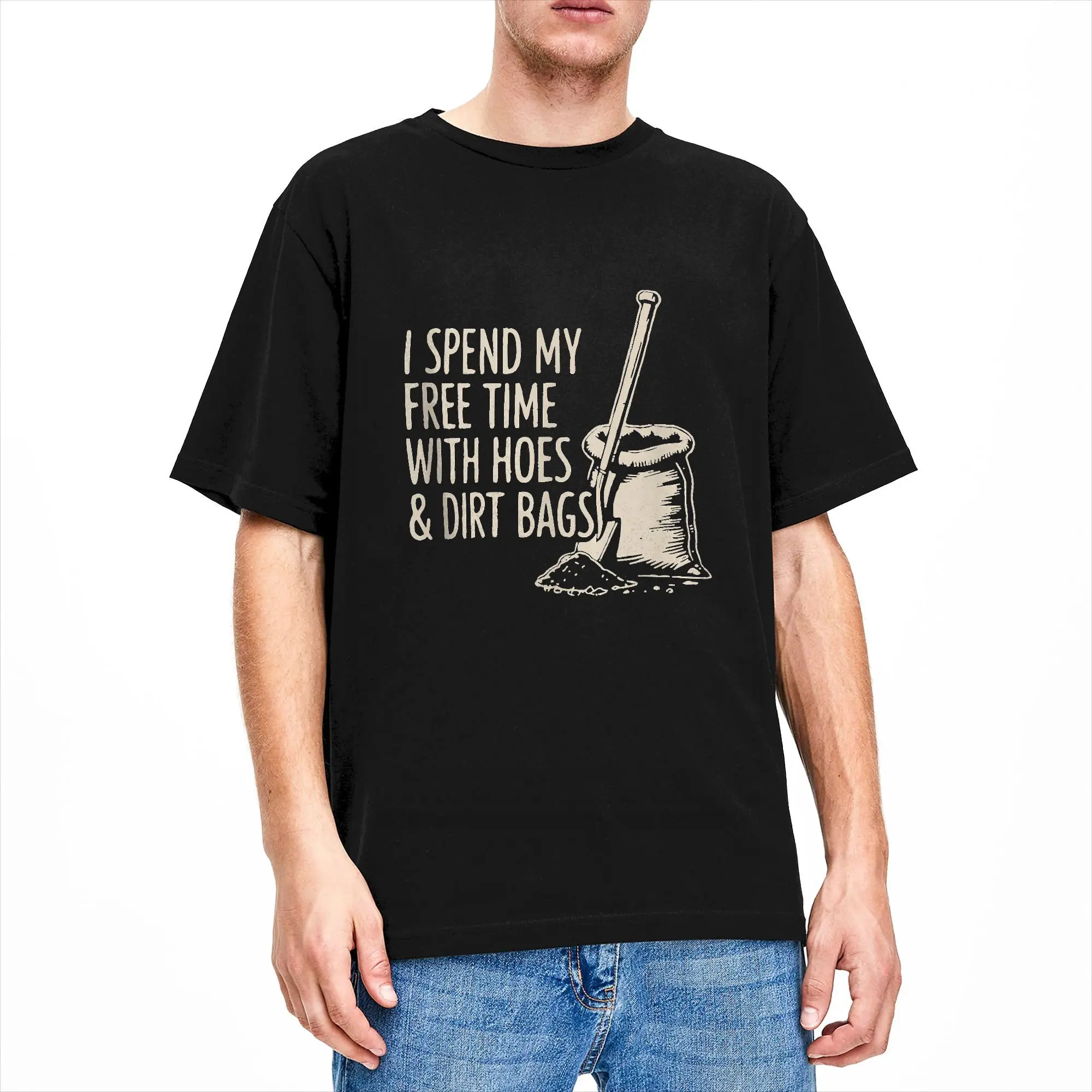 I Spend My Free time with Hoes and Dirt Bags T-Shirt Summer Cotton T-Shirts For Man Loose Tshirt Short Sleeve Aesthetic Top Tees