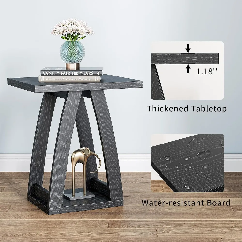 زوج من طاولات جانبية لغرفة المعيشة الحديثة لمنطقة الأريكة باللون الأسود #5