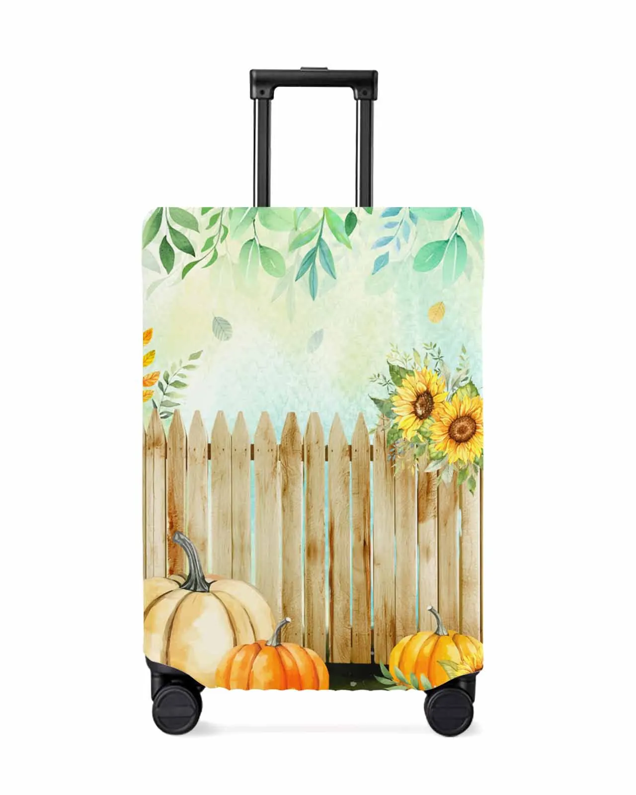 Thanksgiving Plant Fence Sunflower Pumpkin Elastic Baggage Cover For 18-32 Inch Suitcase Case Dust Cover Travel Accessories